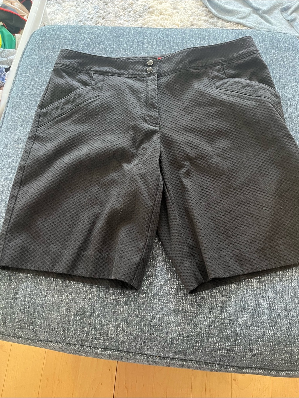 Izod Black Textured Bermuda Shorts